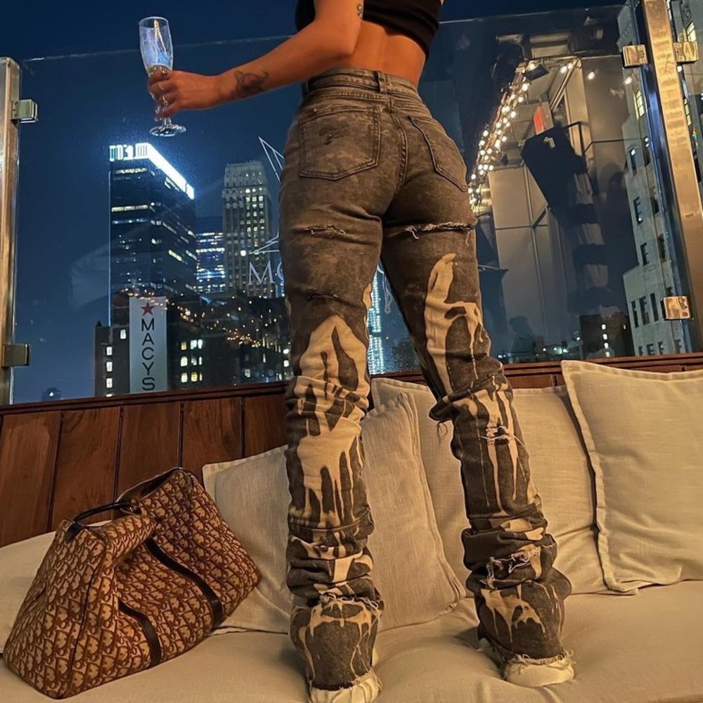 Suigneris Jeans Bleach Splatter Distressed Jeans
